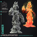 Ember - Fire Elemental -  PRESUPPORTED - Illustrated and Stats - 32mm scale
