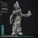 Ember - Fire Elemental -  PRESUPPORTED - Illustrated and Stats - 32mm scale