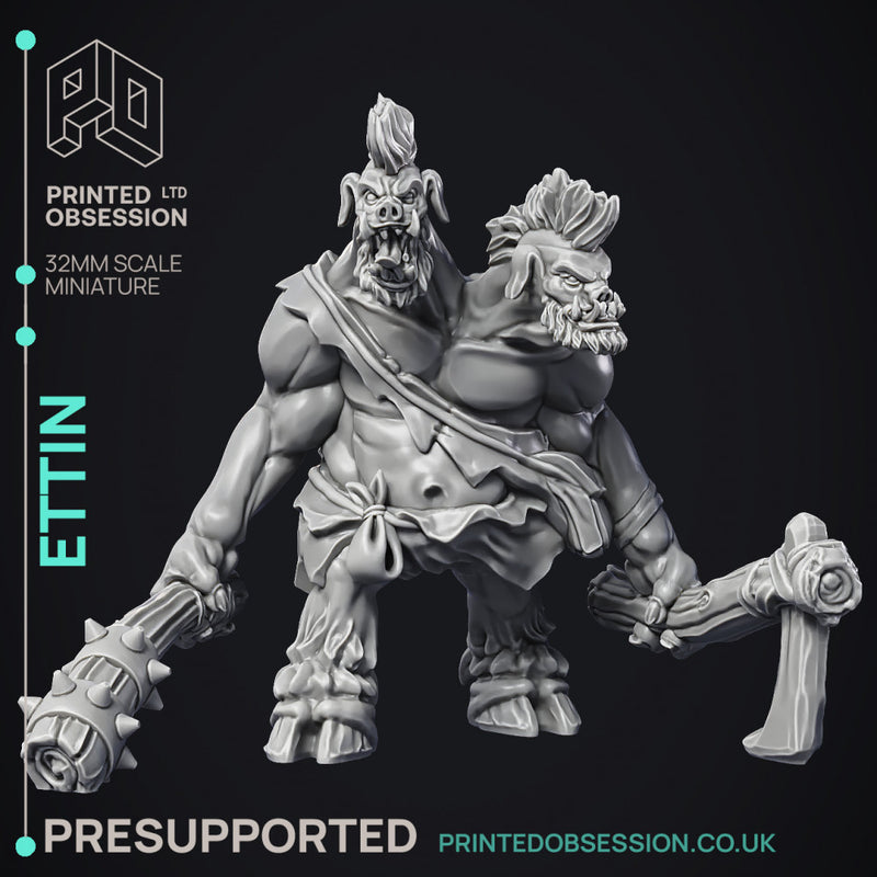 Ettin - Giant Creature - PRESUPPORTED - 32mm scale - Only-Games