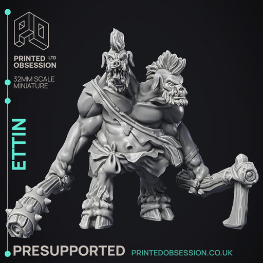 Ettin - Giant Creature - PRESUPPORTED - 32mm scale - Only-Games