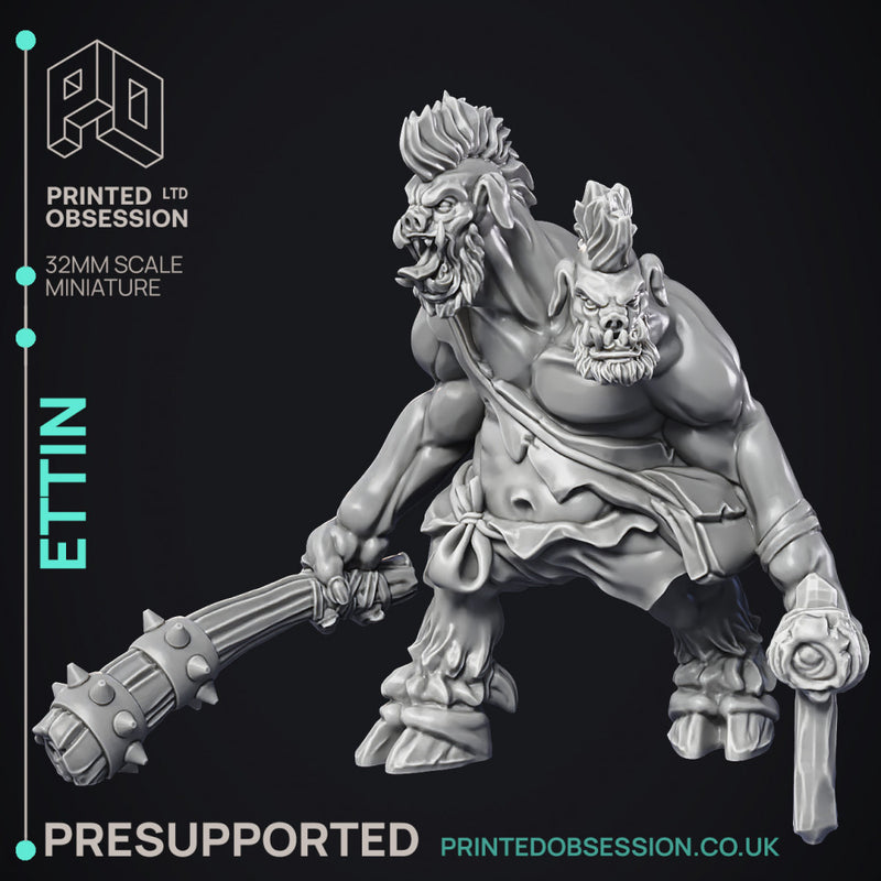 Ettin - Giant Creature - PRESUPPORTED - 32mm scale - Only-Games