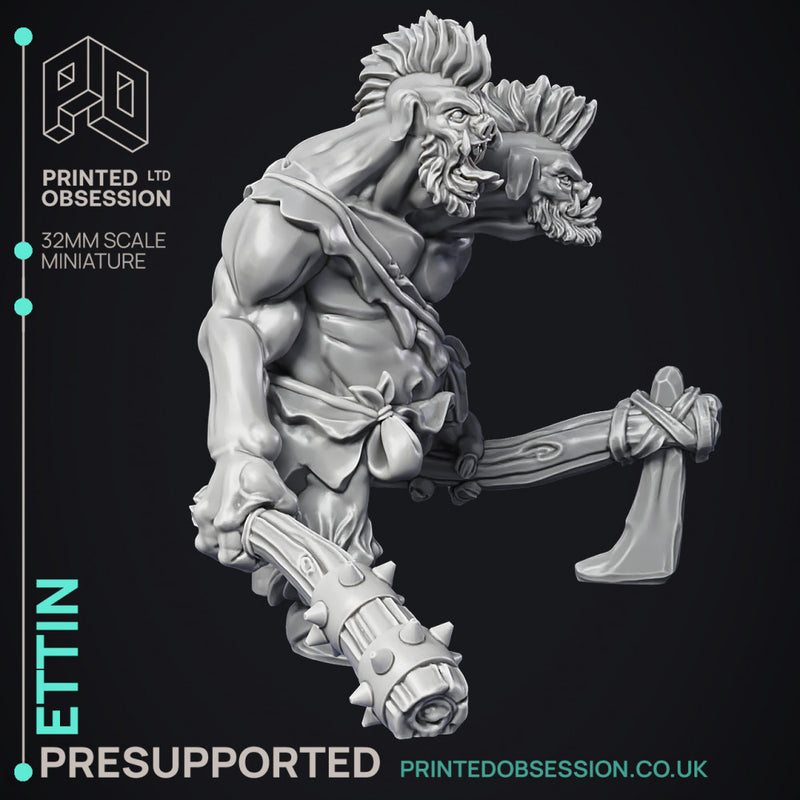 Ettin - Giant Creature - PRESUPPORTED - 32mm scale - Only-Games