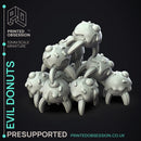 Donut Monsters - 4 Baked Monsters -  PRESUPPORTED - Illustrated and Stats - 32mm scale