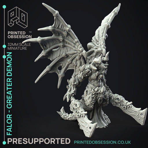 Falor - Greater Demon - PRESUPPORTED - Hell Hath No Fury - 32mm Scale - Only-Games