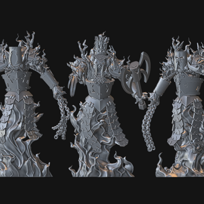 Evil Dwarf Fire Elemental Demons 28mm