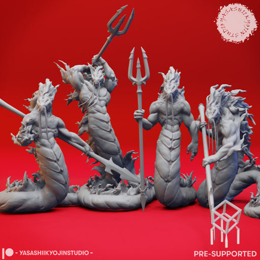 Flame Salamander Mob - Tabletop Miniatures (Pre-Supported) - Only-Games