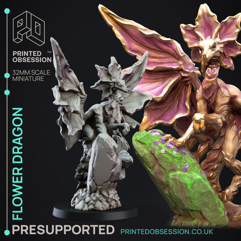 Flower Psudo Dragon - Elemental Familar - PRESUPPORTED - 32mm scale