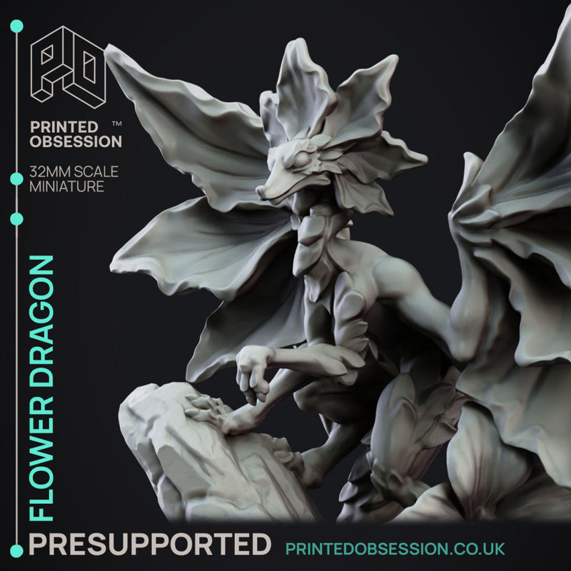 Flower Psudo Dragon - Elemental Familar - PRESUPPORTED - 32mm scale