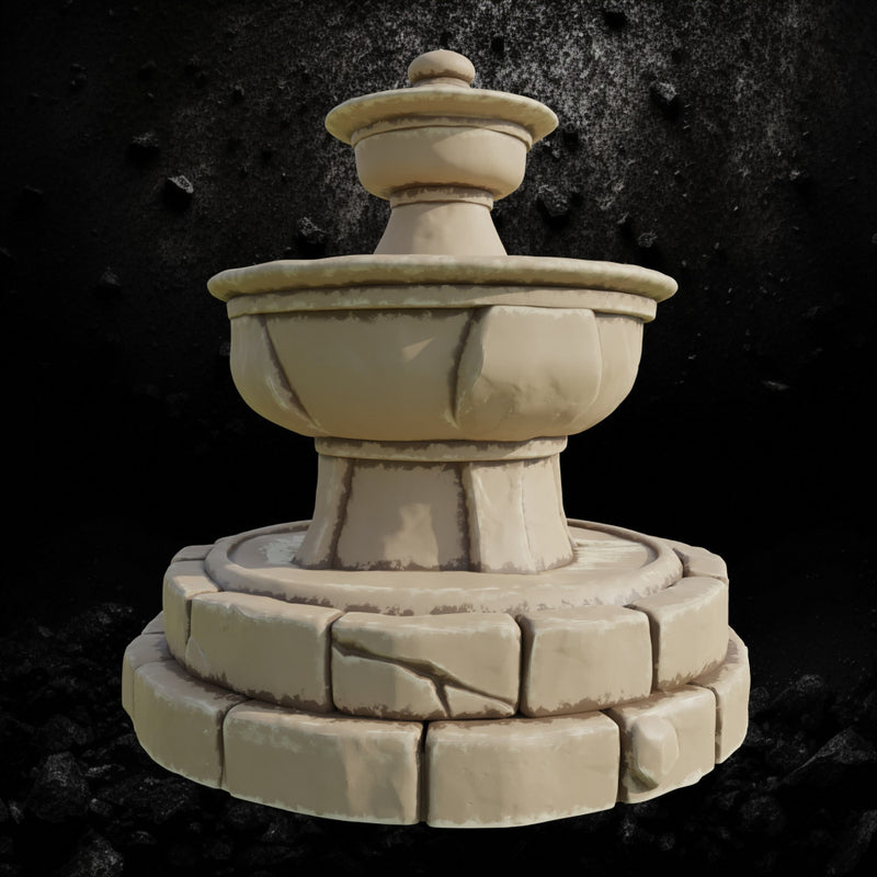 Round Stone Fountain - Village Square Centerpiece STL for DnD & Wargaming