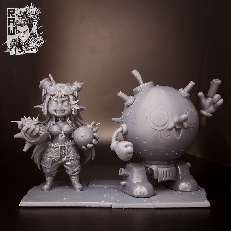 Chibi Goblin - Fuze and her Bombbot Mr. Biggy - STL only - Only-Games