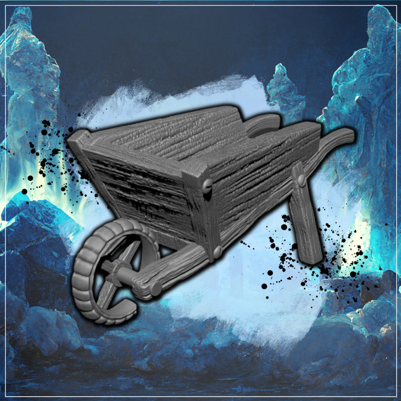 Wooden Wheelbarrow - Farm Prop STL, DnD & Wargaming Terrain