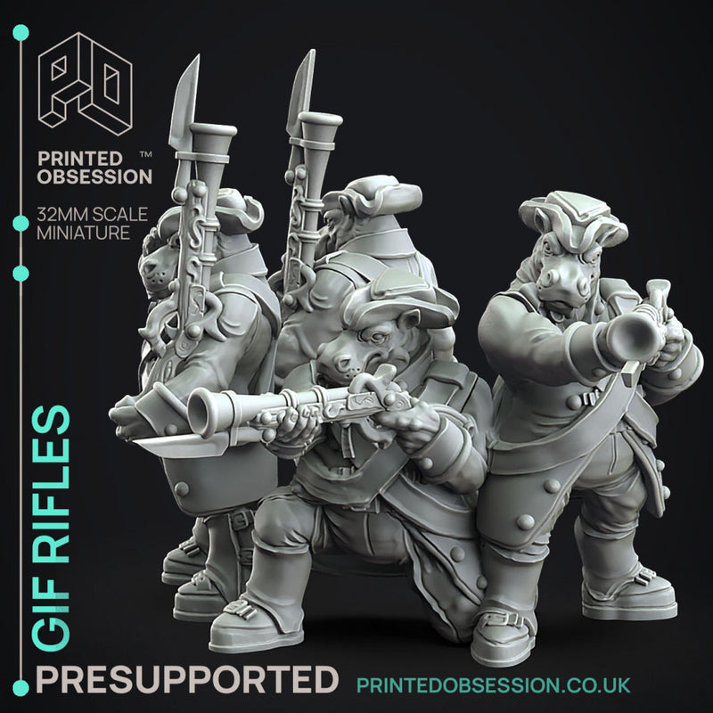 Giff Riflemen x4 - Weird Shores - PRESUPPORTED - 32mm scale - Only-Games