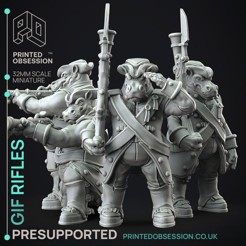 Giff Riflemen x4 - Weird Shores - PRESUPPORTED - 32mm scale - Only-Games