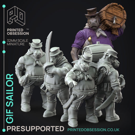Giff Sailors x4 - Weird Shores - PRESUPPORTED - 32mm scale - Only-Games