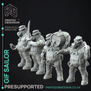 Giff Sailors x4 - Weird Shores - PRESUPPORTED - 32mm scale