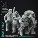 Giff Sailors x4 - Weird Shores - PRESUPPORTED - 32mm scale