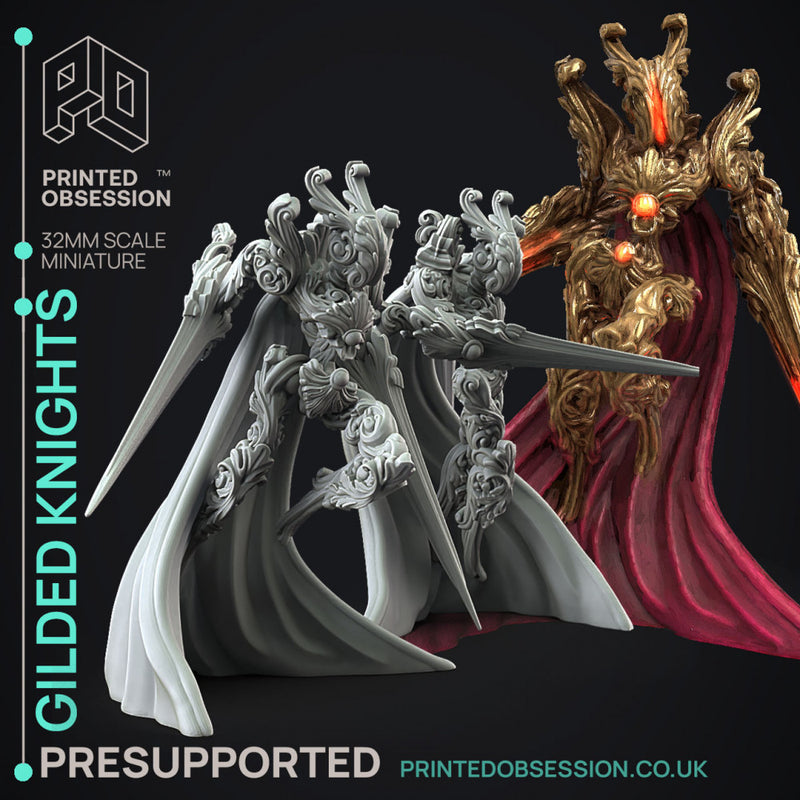 Gilded Knights - Flesh of Gold -  PRESUPPORTED - Illustrated and Stats - 32mm scale
