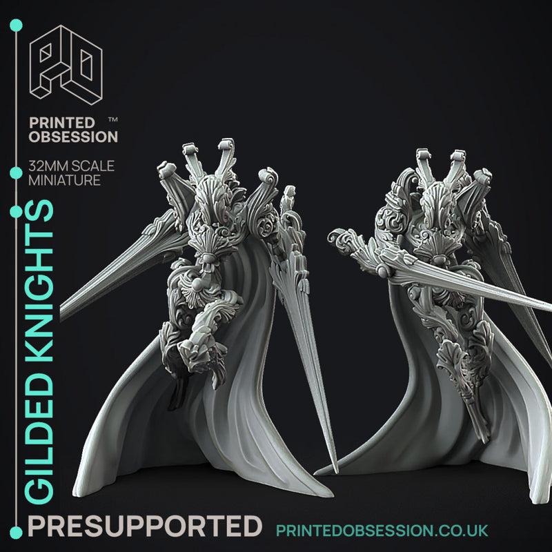 Gilded Knights - Flesh of Gold -  PRESUPPORTED - Illustrated and Stats - 32mm scale