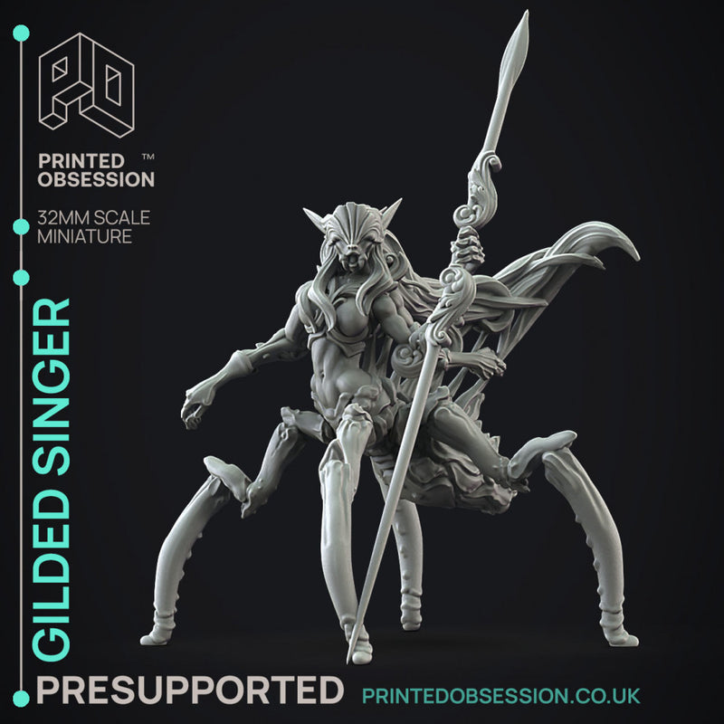 Gilded Singer -  PRESUPPORTED - Illustrated and Stats - 32mm scale
