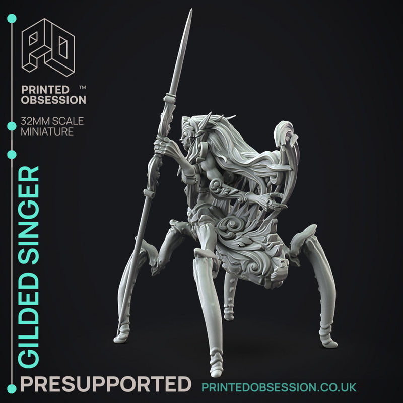 Gilded Singer -  PRESUPPORTED - Illustrated and Stats - 32mm scale