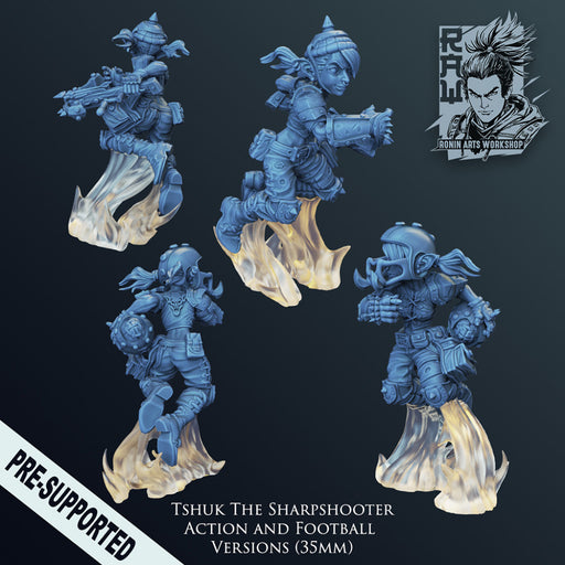 Tshuk - Female Goblin Sharpshooter in Action and Football Pose - STL only - Only-Games