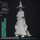 Grandmar Weathervein - Black Witch -  PRESUPPORTED - Illustrated and Stats - 32mm scale