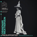 Grandmar Weathervein - Black Witch -  PRESUPPORTED - Illustrated and Stats - 32mm scale