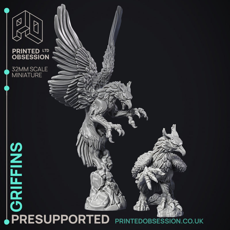Griffins - 2 Models - PRESUPPORTED- Heaven Hath no Fury - 32mm scale