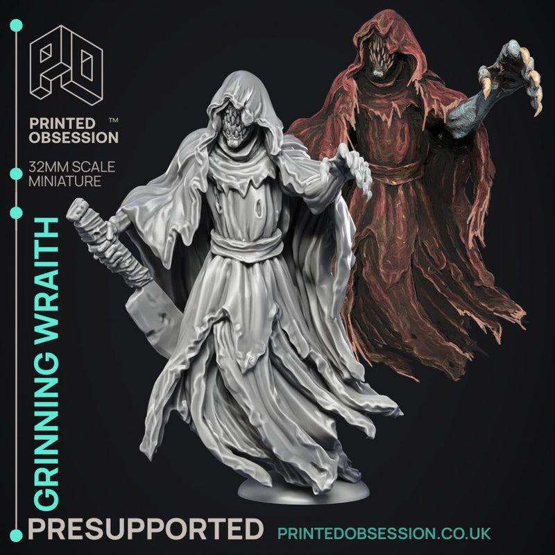 The Grinning Wraith - Ghost Knight -  PRESUPPORTED - Illustrated and Stats - 32mm scale