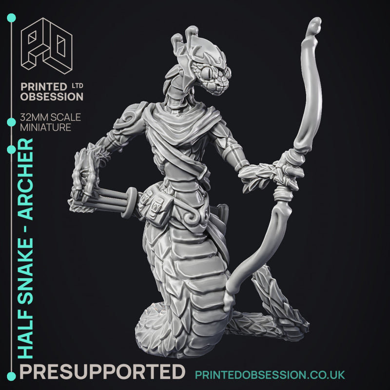 Half Snake Abomination - Archer - PRESUPPORTED - 32mm - D&D