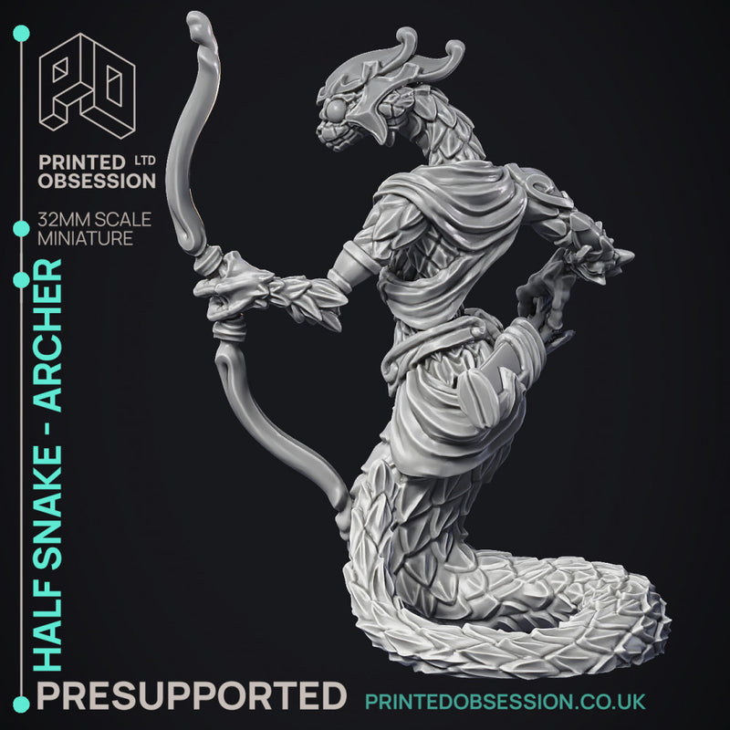 Half Snake Abomination - Archer - PRESUPPORTED - 32mm - D&D