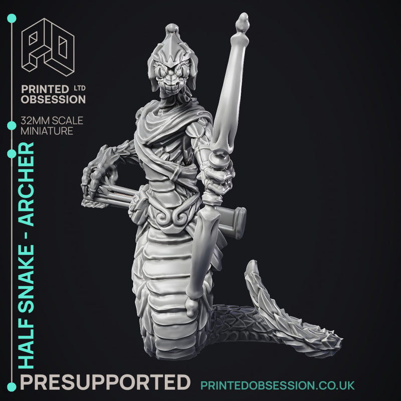 Half Snake Abomination - Archer - PRESUPPORTED - 32mm - D&D