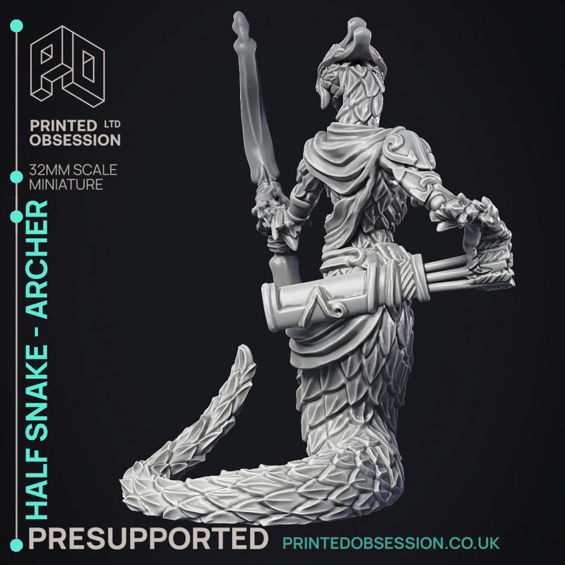 Half Snake Abomination - Archer - PRESUPPORTED - 32mm - D&D