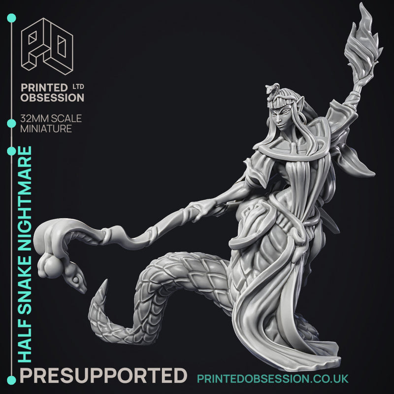 Half Snake Nightmare - Female half snake magic user -  PRE SUPPORTED - 32mm scale