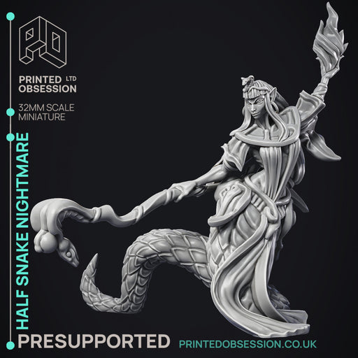 Half Snake Nightmare - Female half snake magic user -  PRE SUPPORTED - 32mm scale - Only-Games