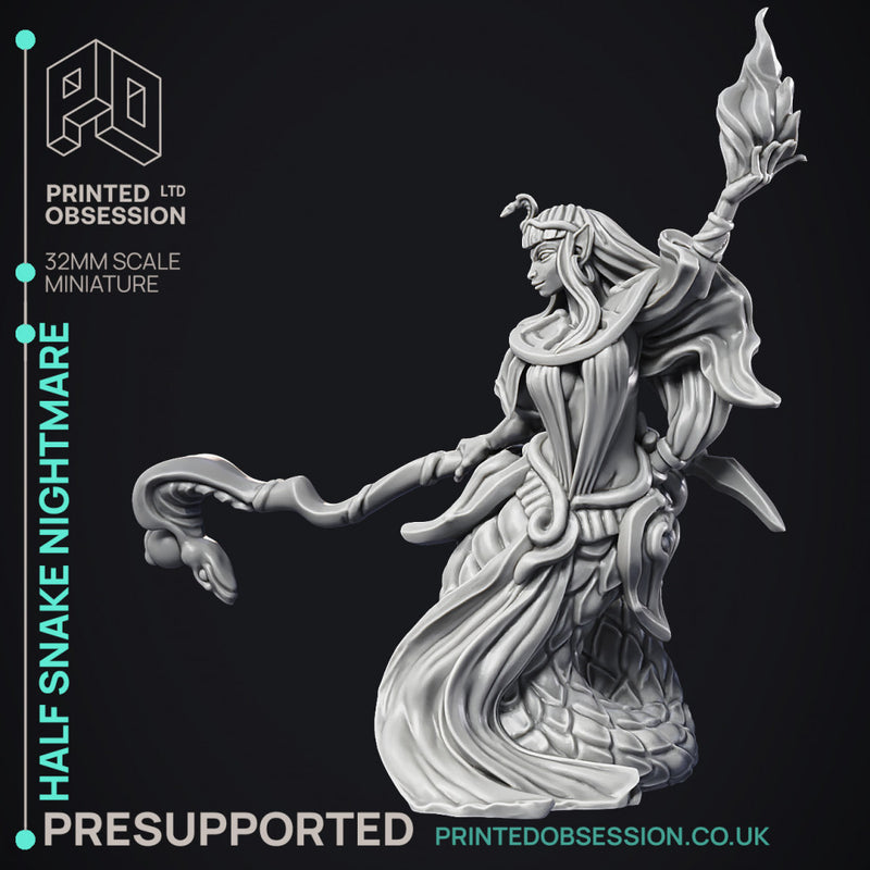 Half Snake Nightmare - Female half snake magic user -  PRE SUPPORTED - 32mm scale