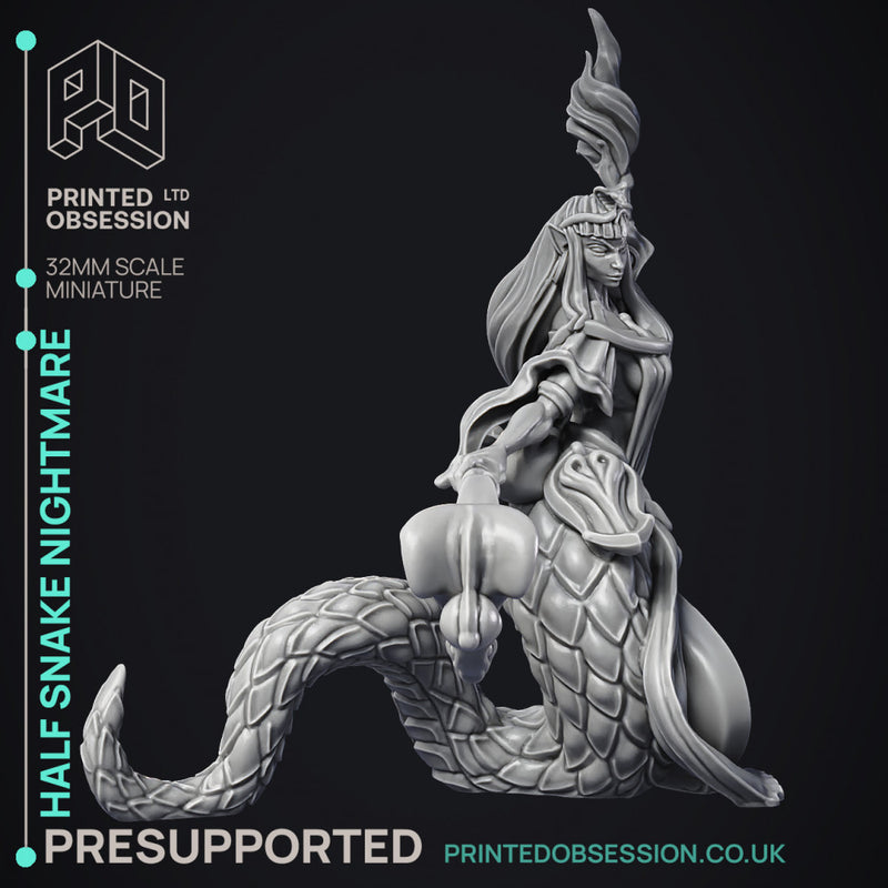 Half Snake Nightmare - Female half snake magic user -  PRE SUPPORTED - 32mm scale