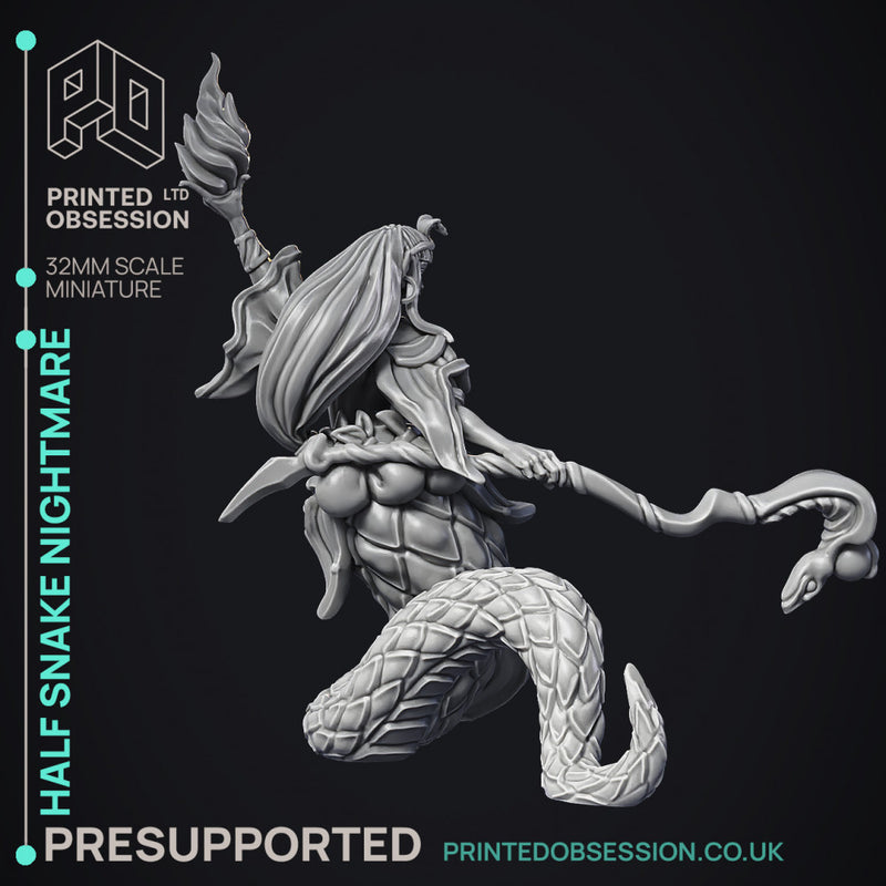 Half Snake Nightmare - Female half snake magic user -  PRE SUPPORTED - 32mm scale