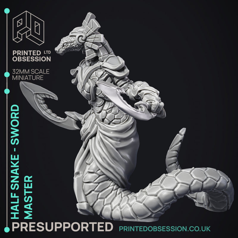 Half Snake Abomination - Swordsnake - D&D - 32mm - PRE SUPPORTED