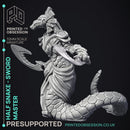 Half Snake Abomination - Swordsnake - D&D - 32mm - PRE SUPPORTED