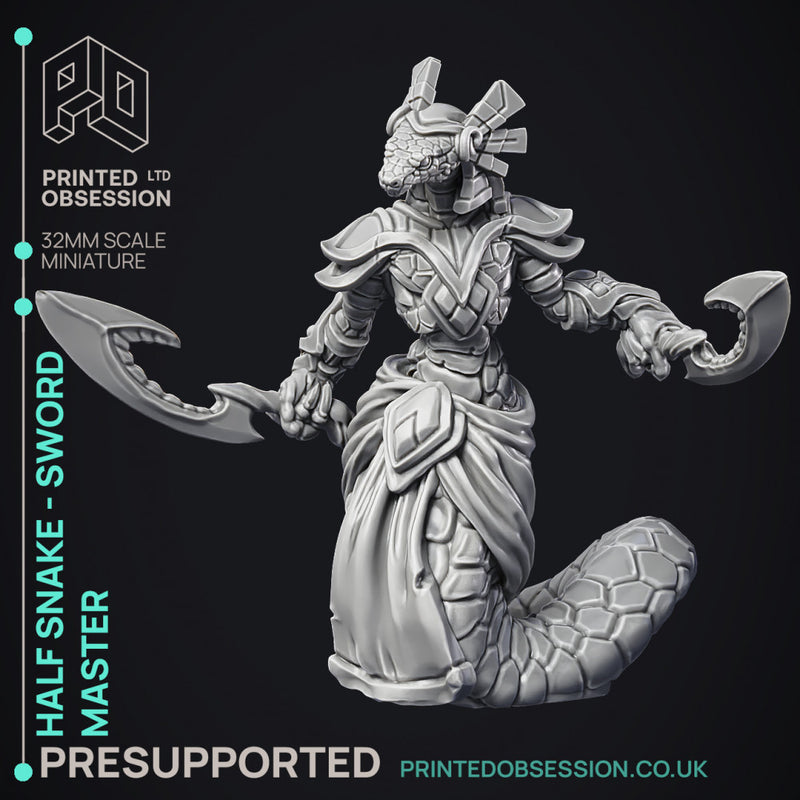 Half Snake Abomination - Swordsnake - D&D - 32mm - PRE SUPPORTED