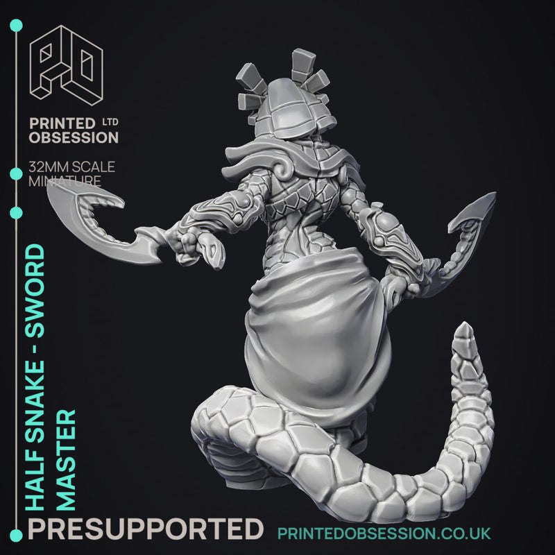 Half Snake Abomination - Swordsnake - D&D - 32mm - PRE SUPPORTED