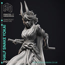 Half Snake Yokai - Elemental Creatures -  PRESUPPORTED - Illustrated and Stats - 32mm scale