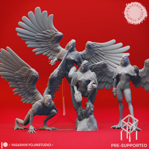 Harpy Mob - Tabletop Miniature (Pre-Supported) - Only-Games