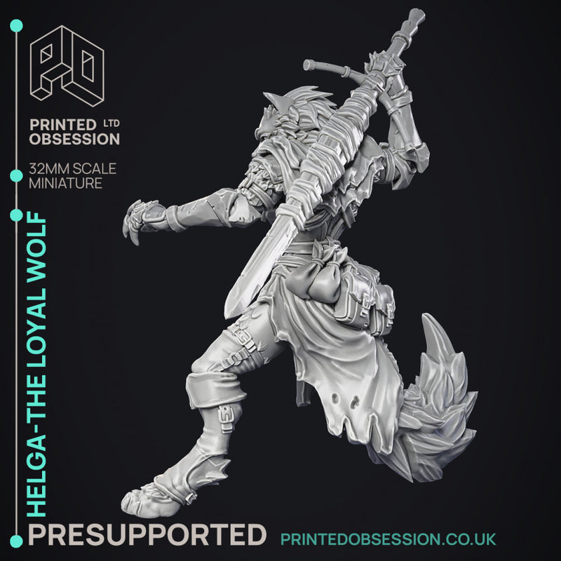Helga - The Loyal Wolf - PRESUPPORTED - 32mm Scale