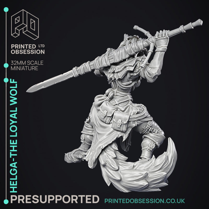 Helga - The Loyal Wolf - PRESUPPORTED - 32mm Scale