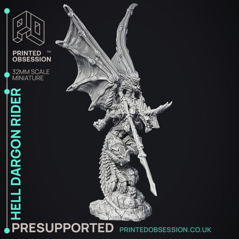 Dragon Rider - Large Dragon - PRESUPPORTED - Hell Hath No Fury - 32mm Scale