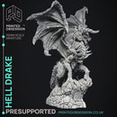 Hell Drake - Demon Dragon -  PRESUPPORTED - Illustrated and Stats - 32mm scale