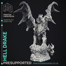 Hell Drake - Demon Dragon -  PRESUPPORTED - Illustrated and Stats - 32mm scale