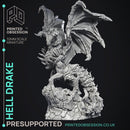 Hell Drake - Demon Dragon -  PRESUPPORTED - Illustrated and Stats - 32mm scale